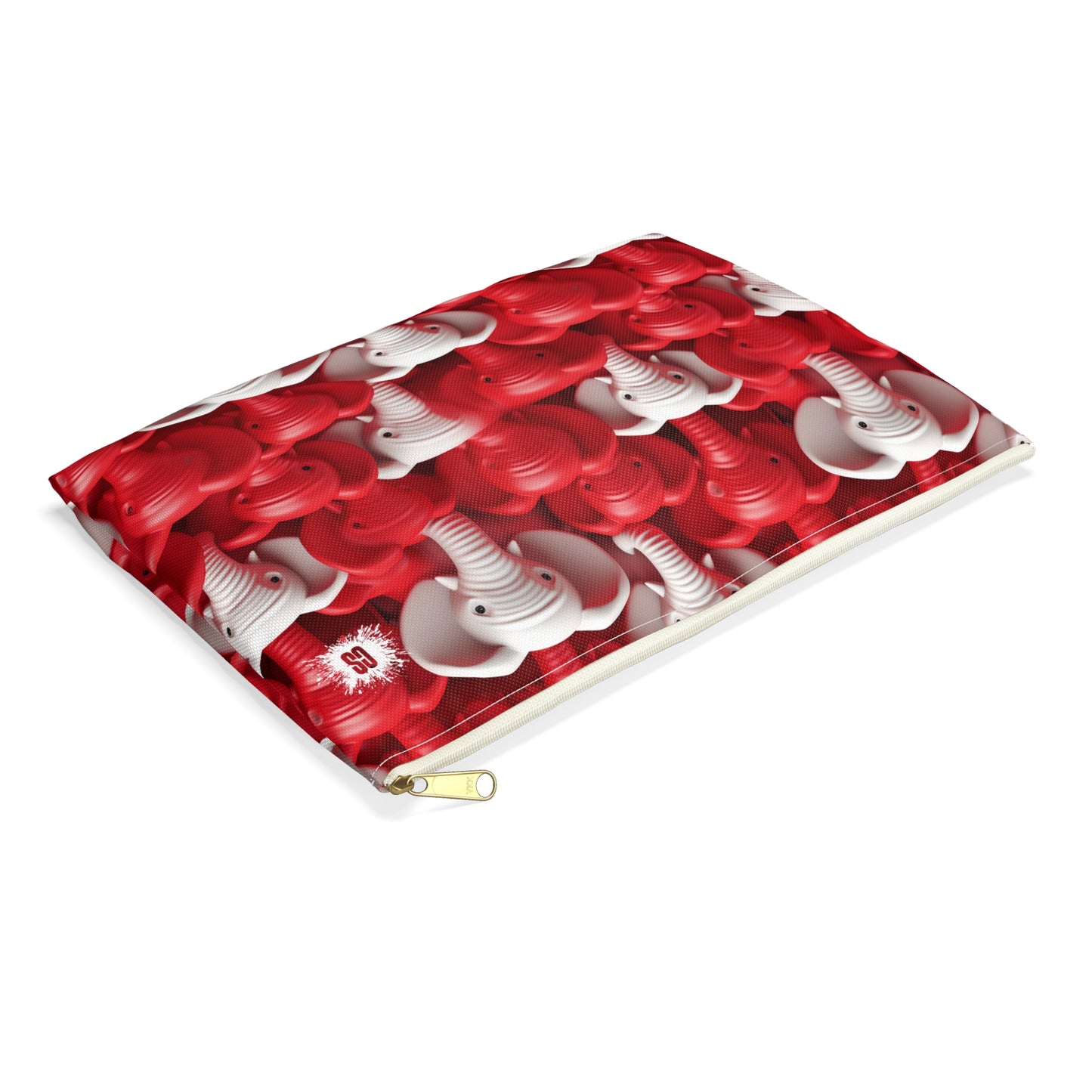 Red & White Elephants Accessory Pouch