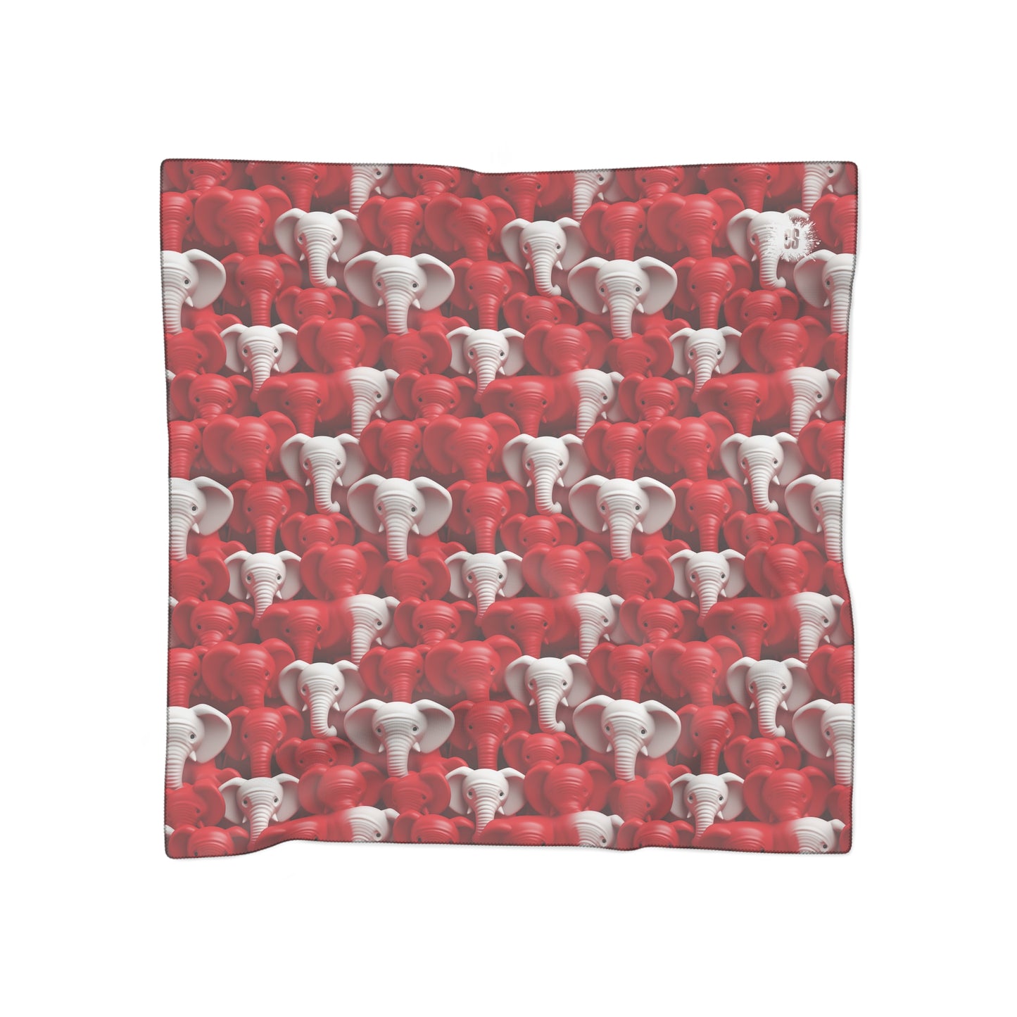 Red & White Elephants Poly Scarf