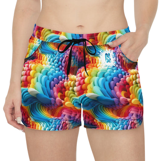 Colorful Foam Rainbow Women's Casual Shorts