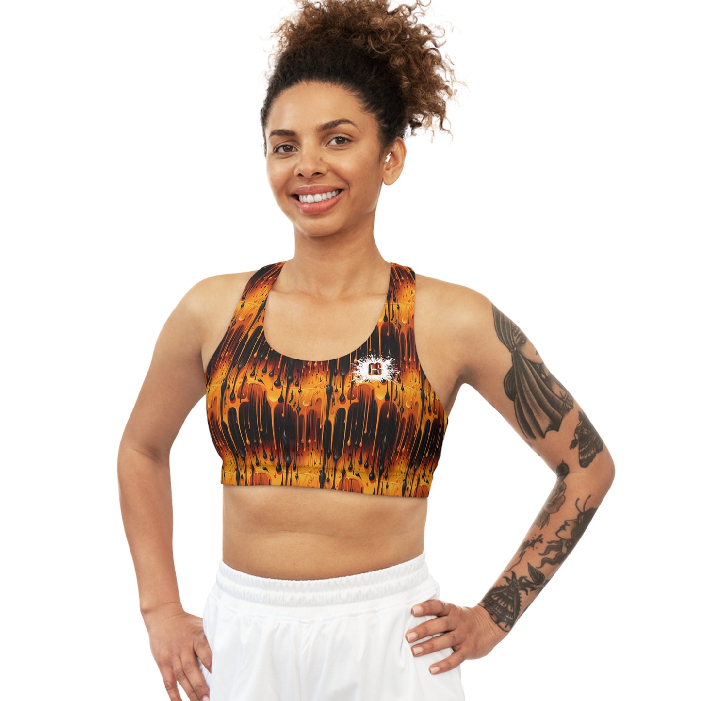 Halloween Dripping Paint Seamless Sports Bra