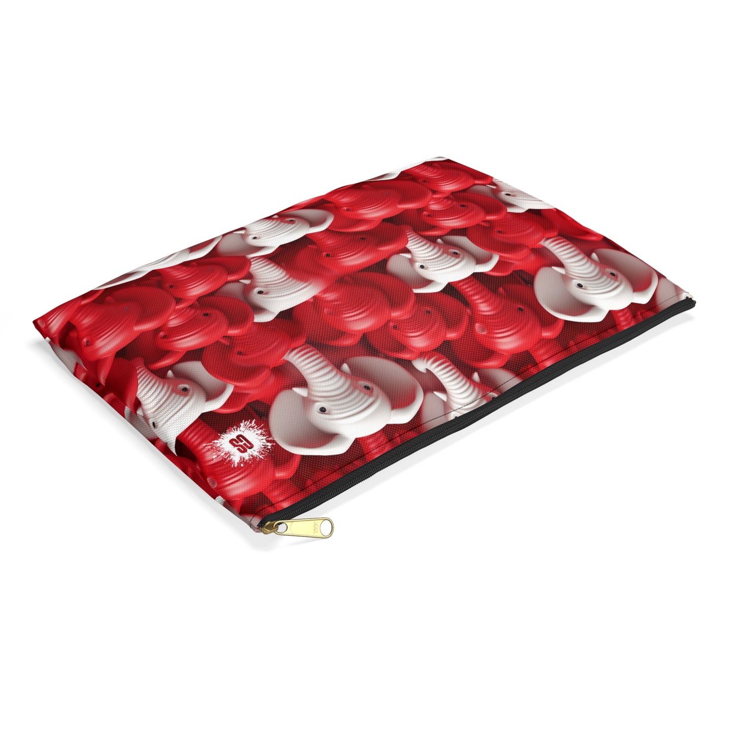 Red & White Elephants Accessory Pouch