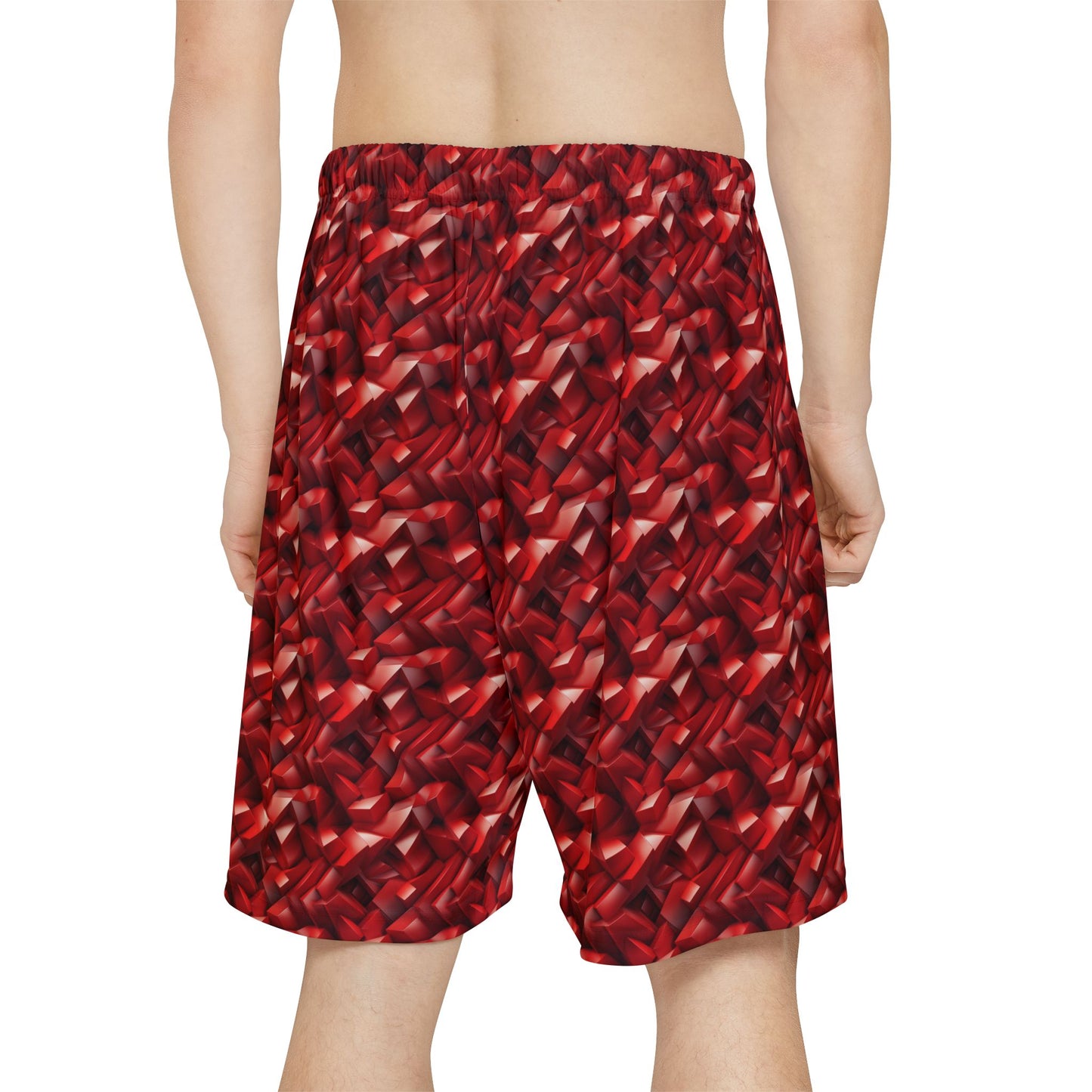 Geometric Crimson Men’s Sports Shorts