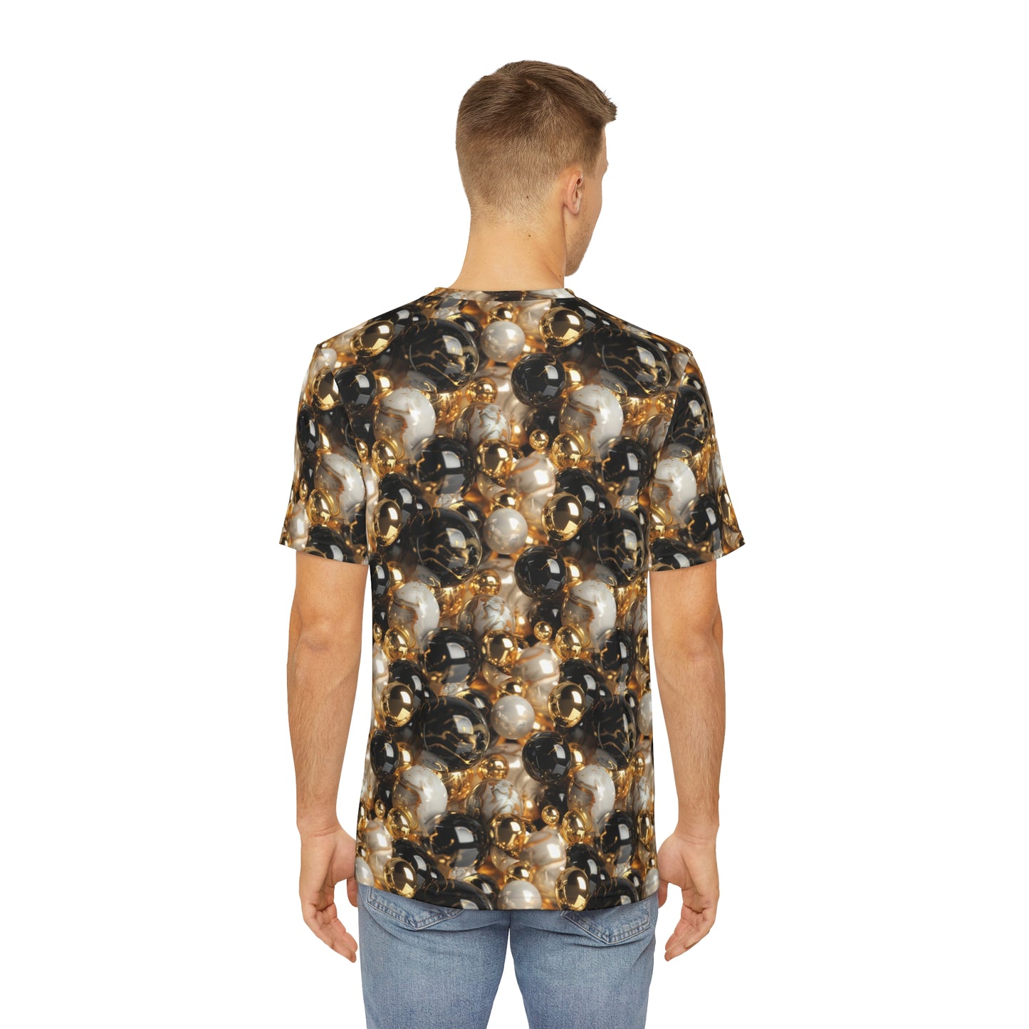 Black & Gold Marbles Men's Polyester Tee