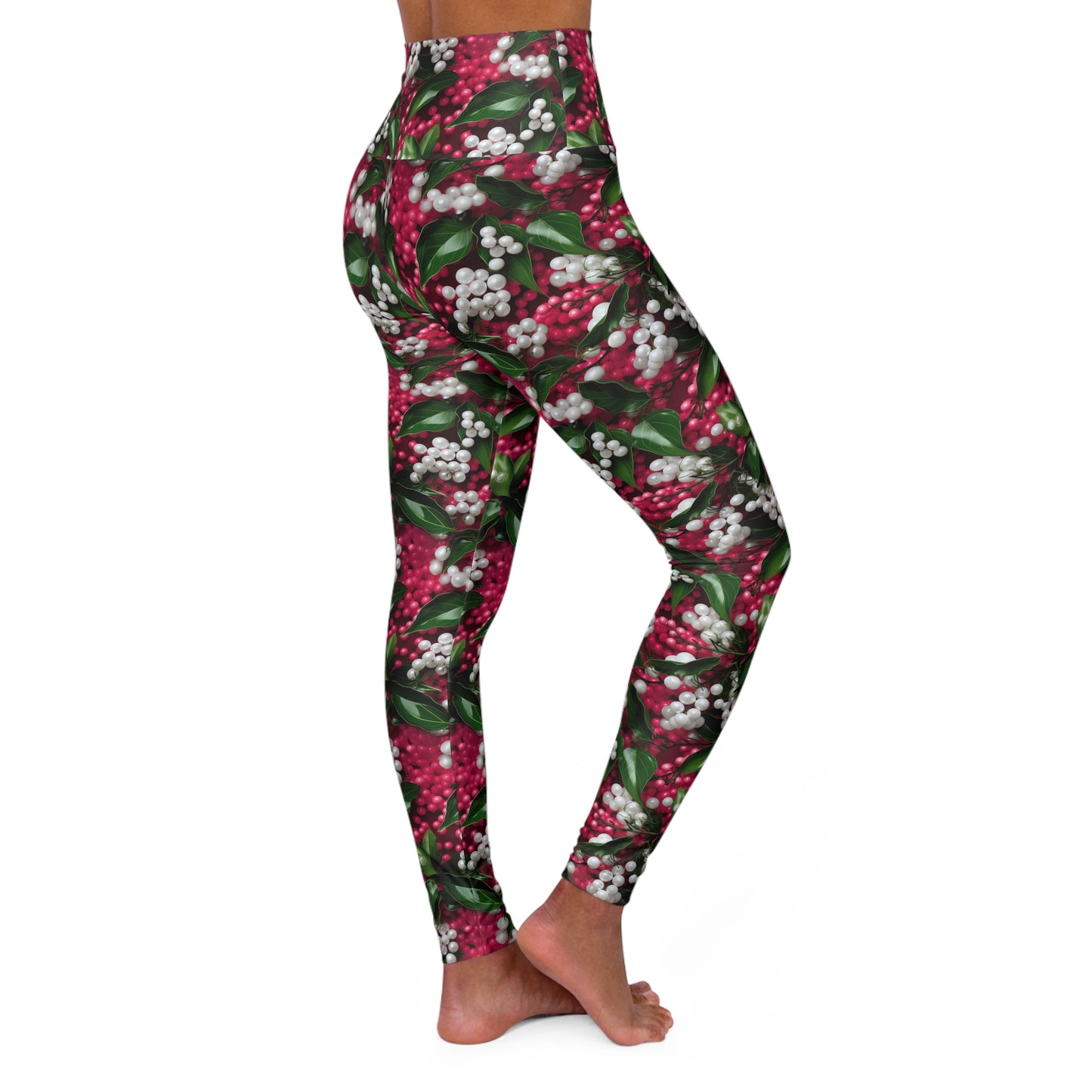 Pink & Green Pearls & Ivy High Waisted Yoga Leggings