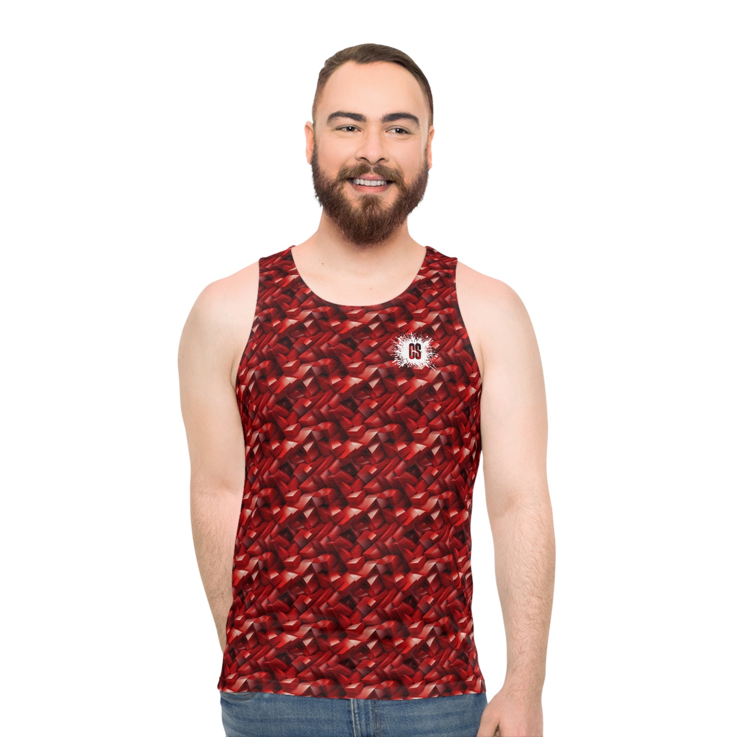 Geometric Crimson Unisex Tank Top