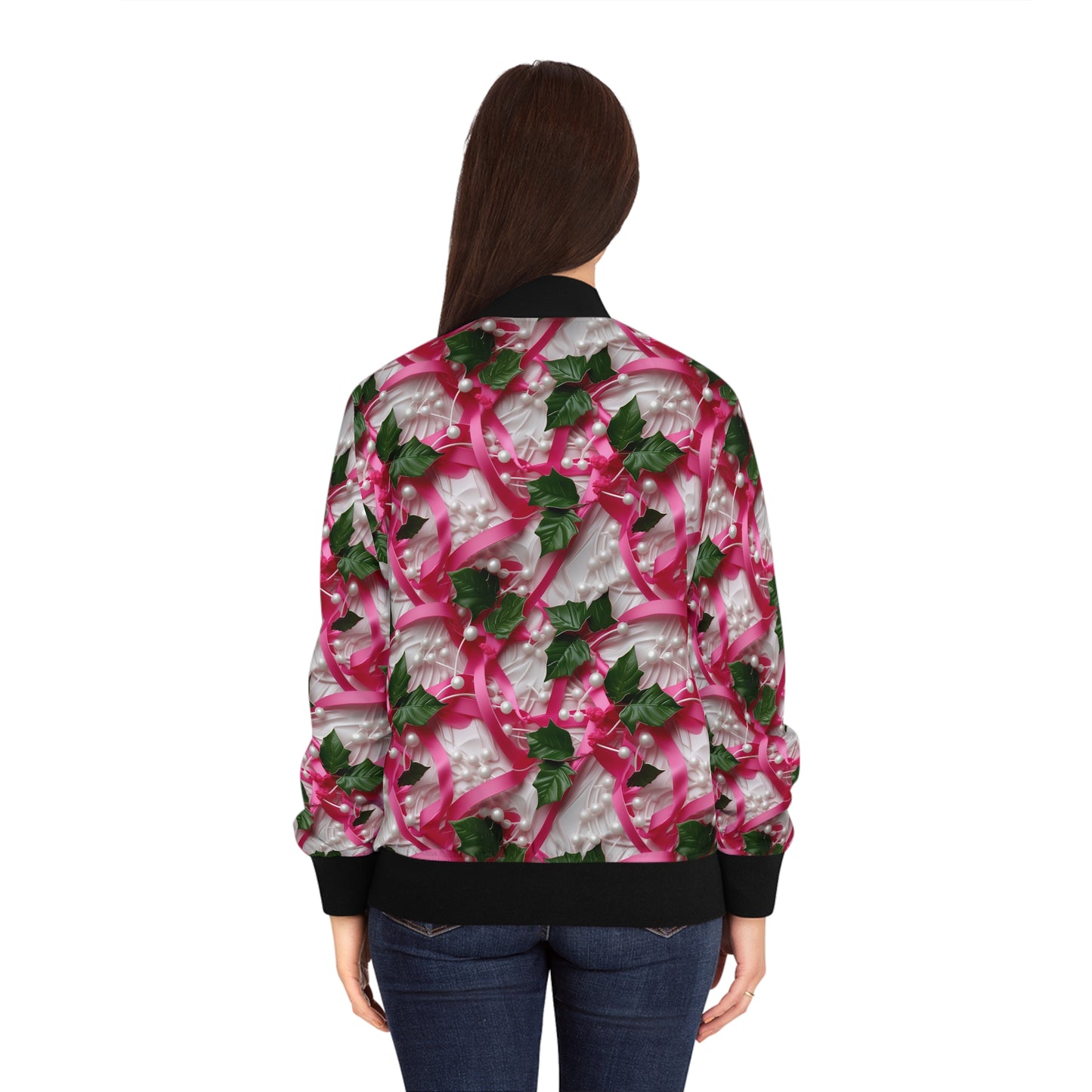 Pink Ribbons, Ivy & Pearls Women's Bomber Jacket