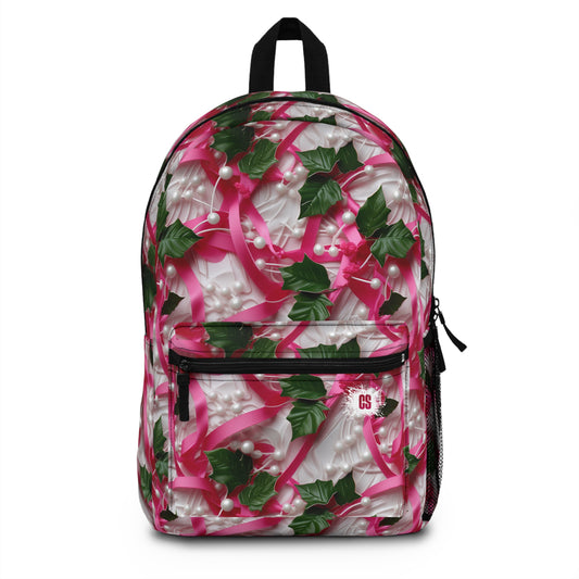 Pink Ribbons, Ivy & Pearls Backpack