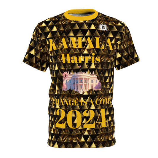 Gold & Black Pyramids KAMALA 2024 Campaign Unisex Cut & Sew Tee