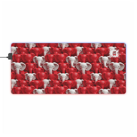 Red & White Elephants LED Gaming Mouse Pad