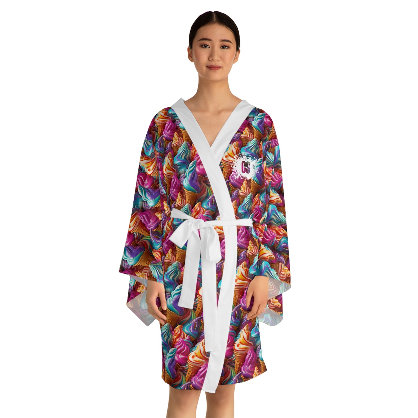 Ice Cream Cone Fantasy Long Sleeve Kimono Robe