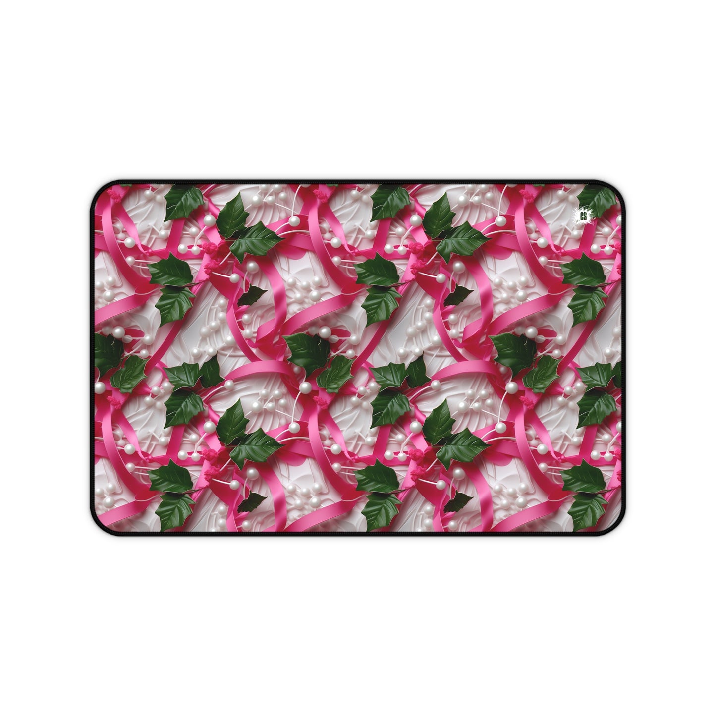 Pink Ribbons, Ivy & Pearls Desk Mat