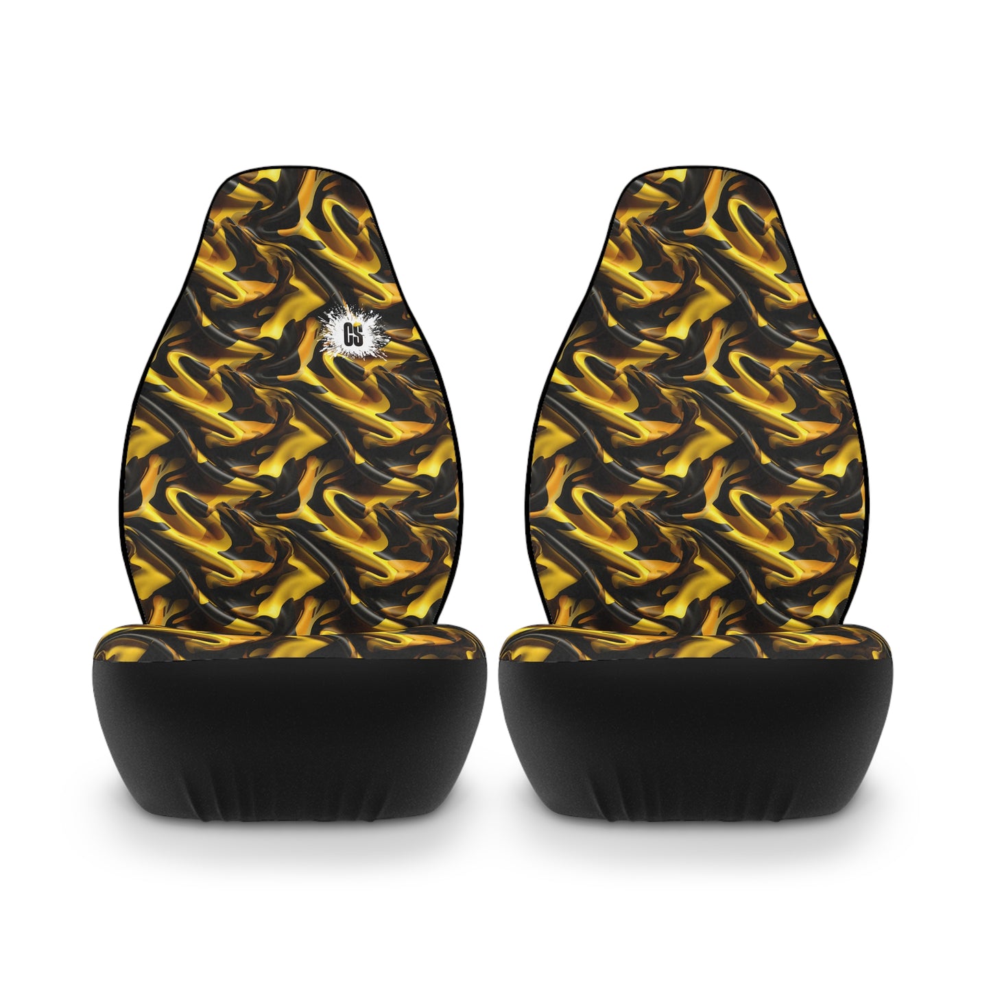 Black & Gold Satin Polyester Car Seat Covers