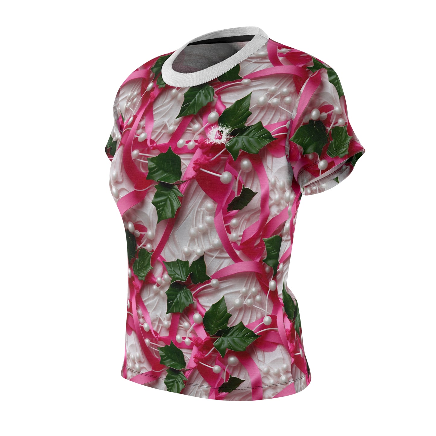 Pink Ribbons, Ivy & Pearls Women's Cut & Sew Tee