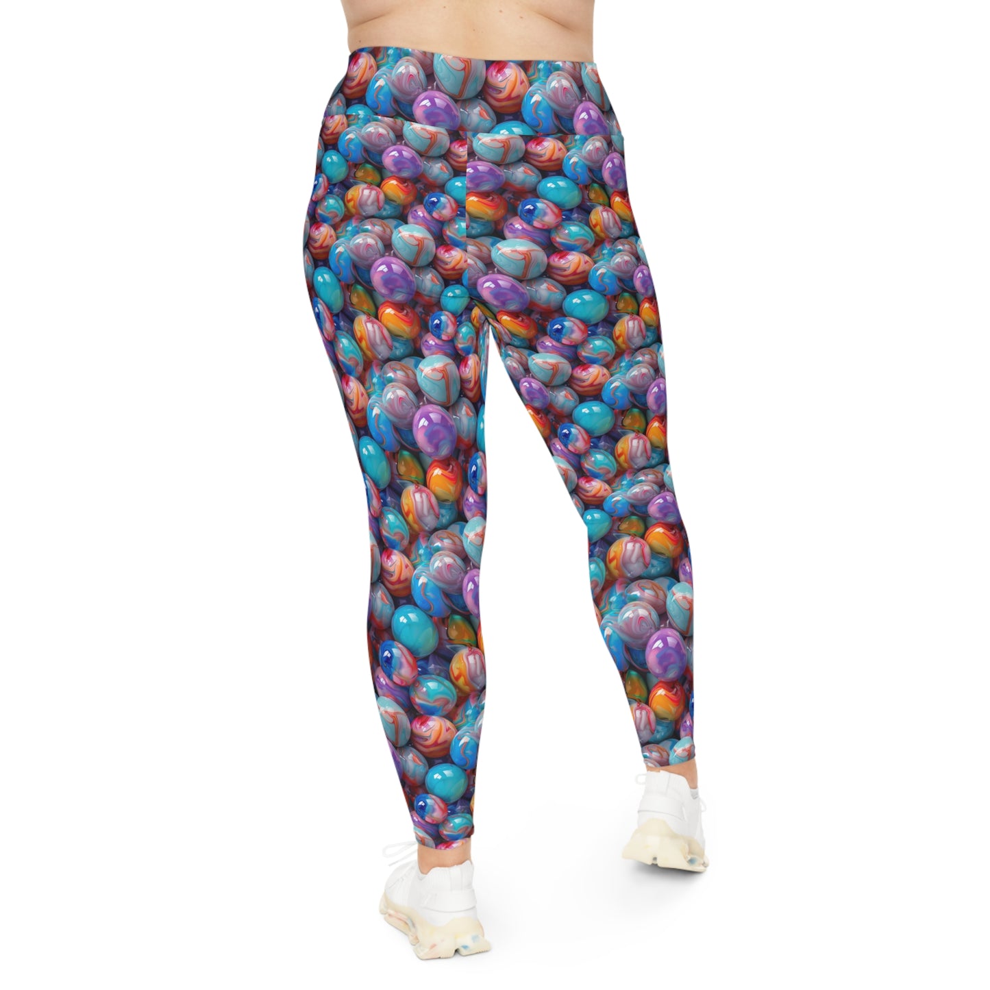 Colorful Glossy Marbles Plus Size Leggings