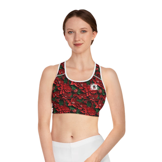 Christmas Leaves Sports Bra