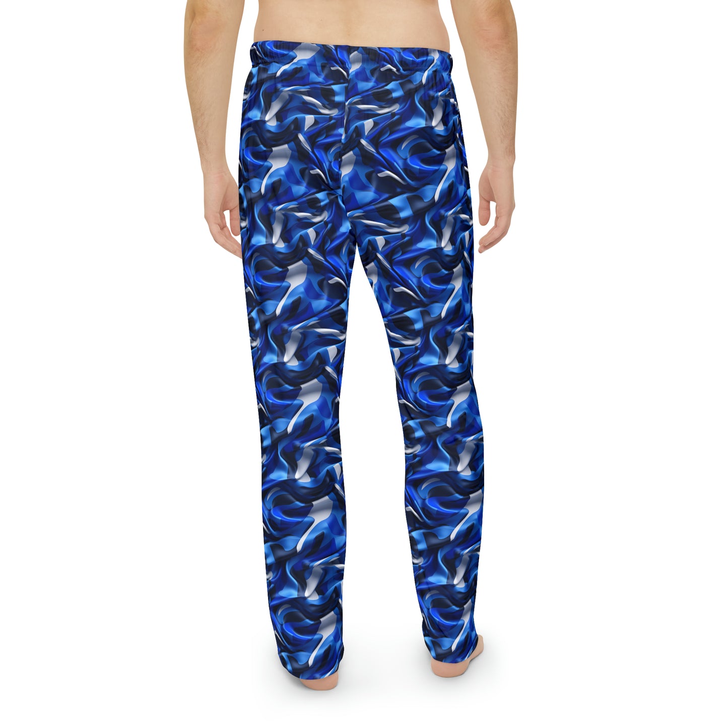 Blue & Grey Satin Camo Men's Pajama Pants