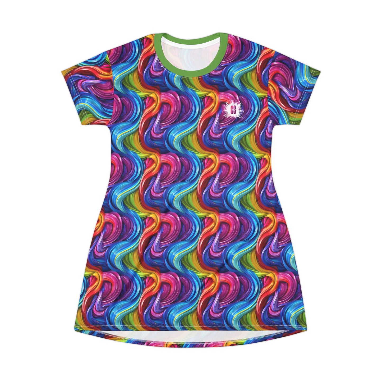 Colorful Paint Swirls T-Shirt Dress