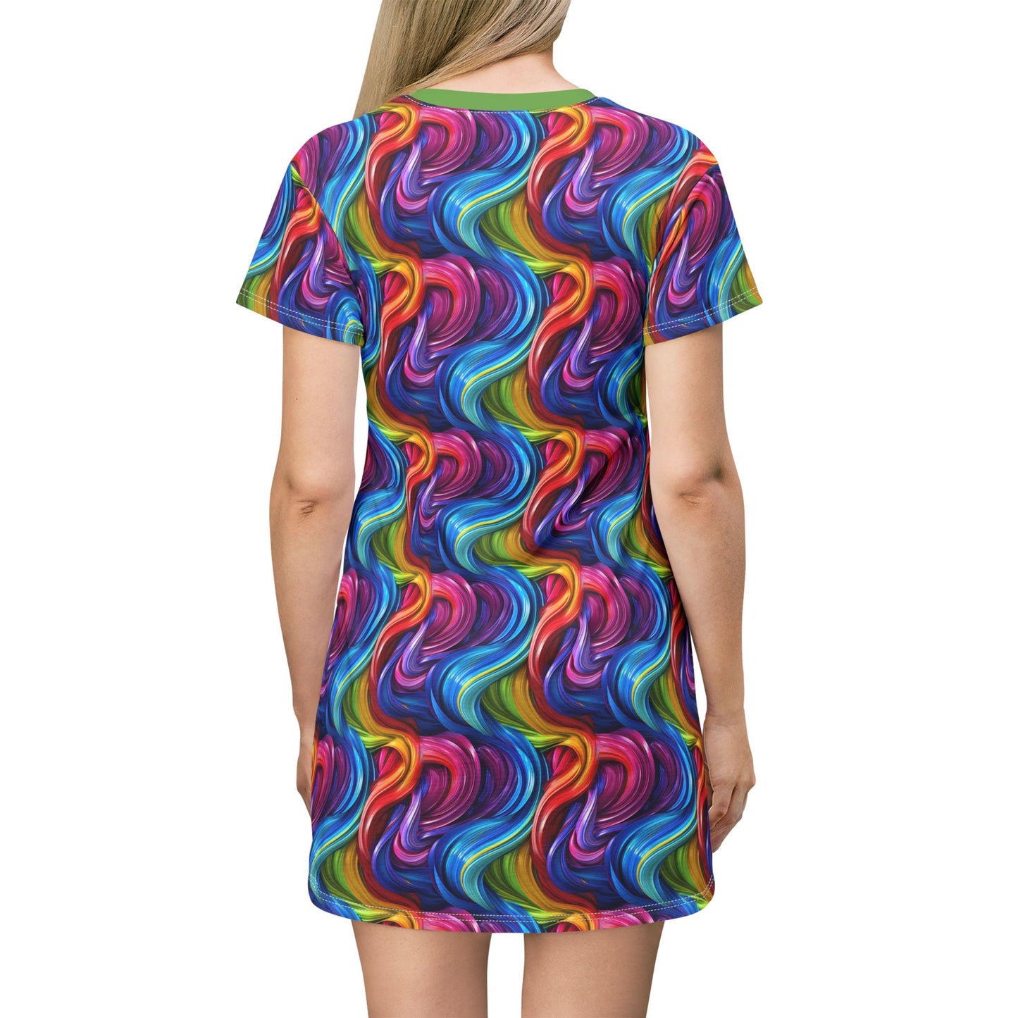 Colorful Paint Swirls T-Shirt Dress