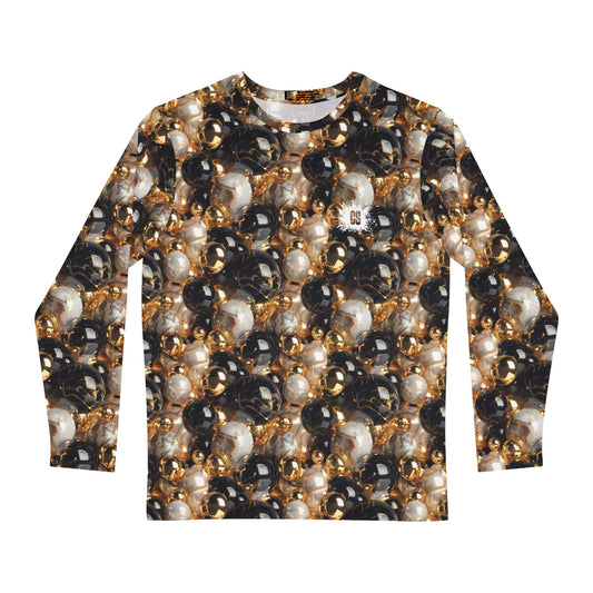 Black & Gold Marbles Men's Long Sleeve Shirt