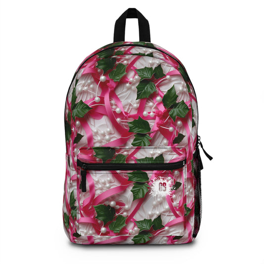 Pink Ribbons, Ivy & Pearls Backpack