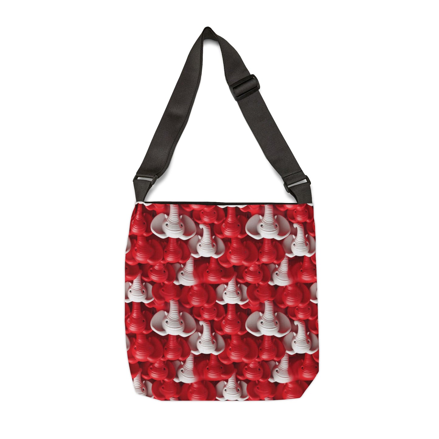 Red & White Elephants Adjustable Tote Bag