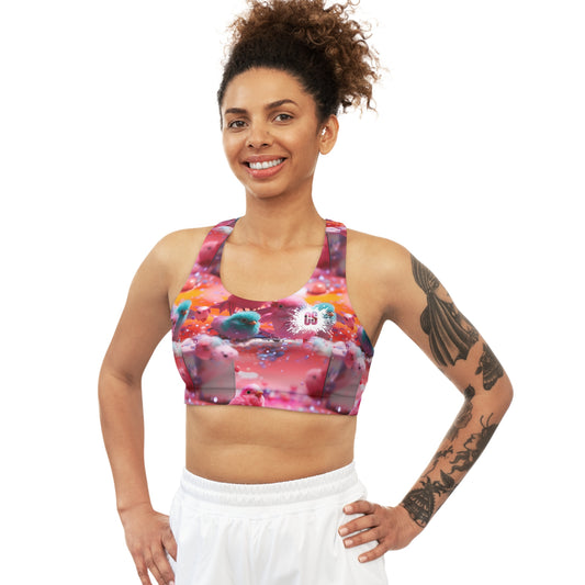 Colorful Bird Menagerie Seamless Sports Bra