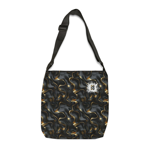 Black & Gold Ruffles Adjustable Tote Bag