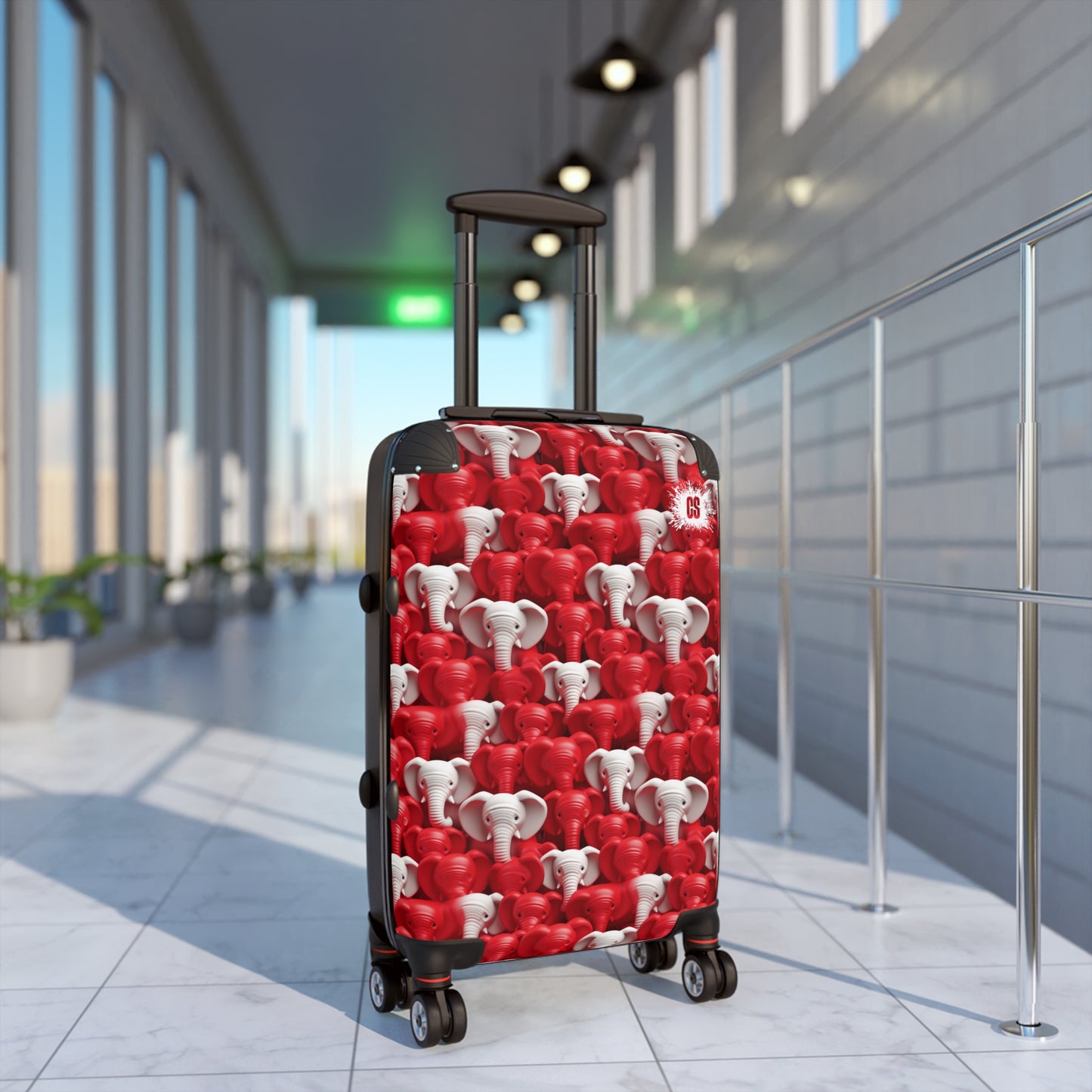 Red & White Elephants Suitcase