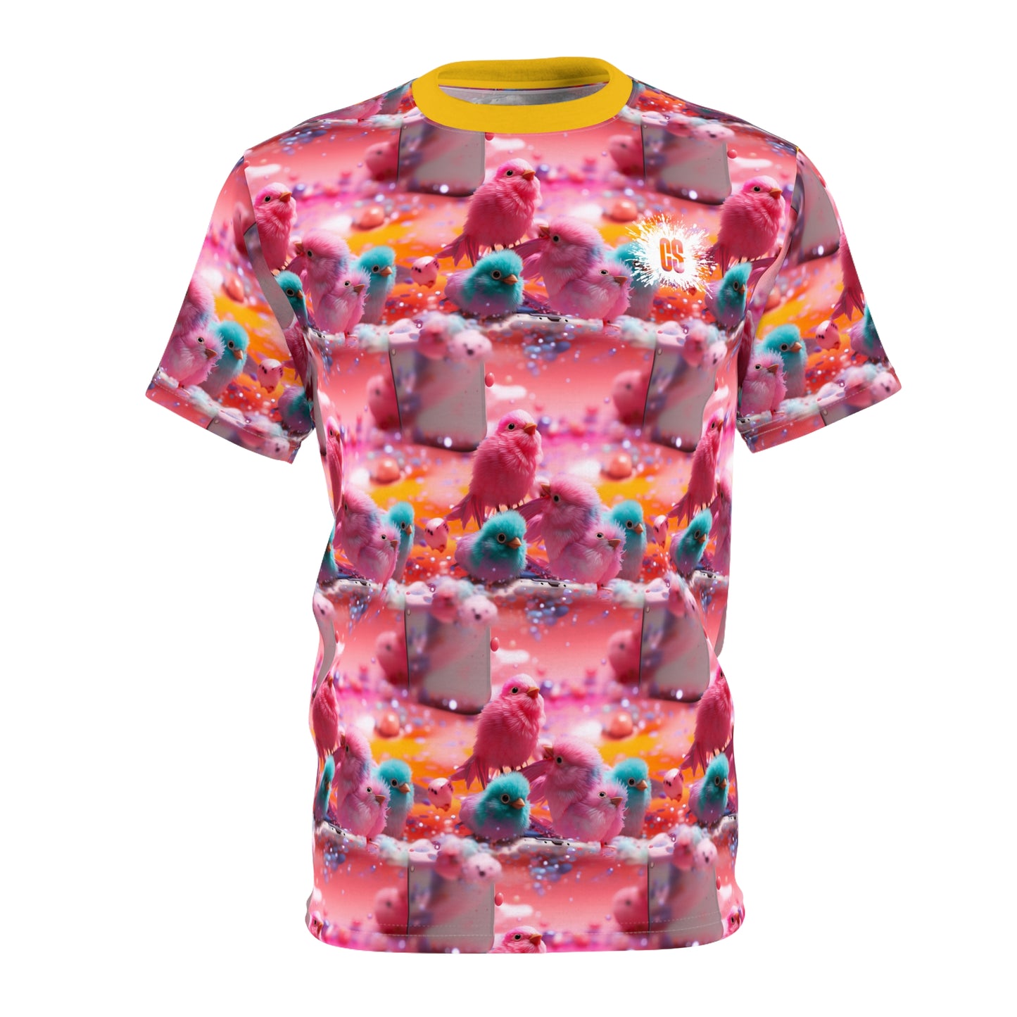 Colorful Bird Menagerie Unisex Cut & Sew Tee