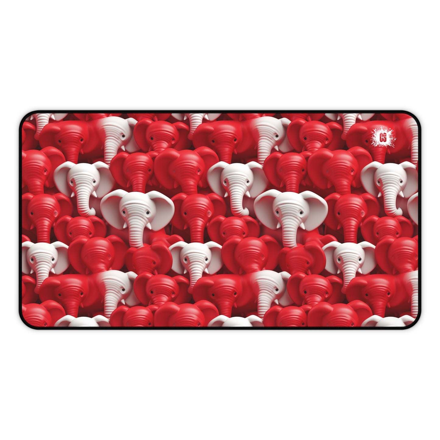 Red & White Elephants Desk Mat