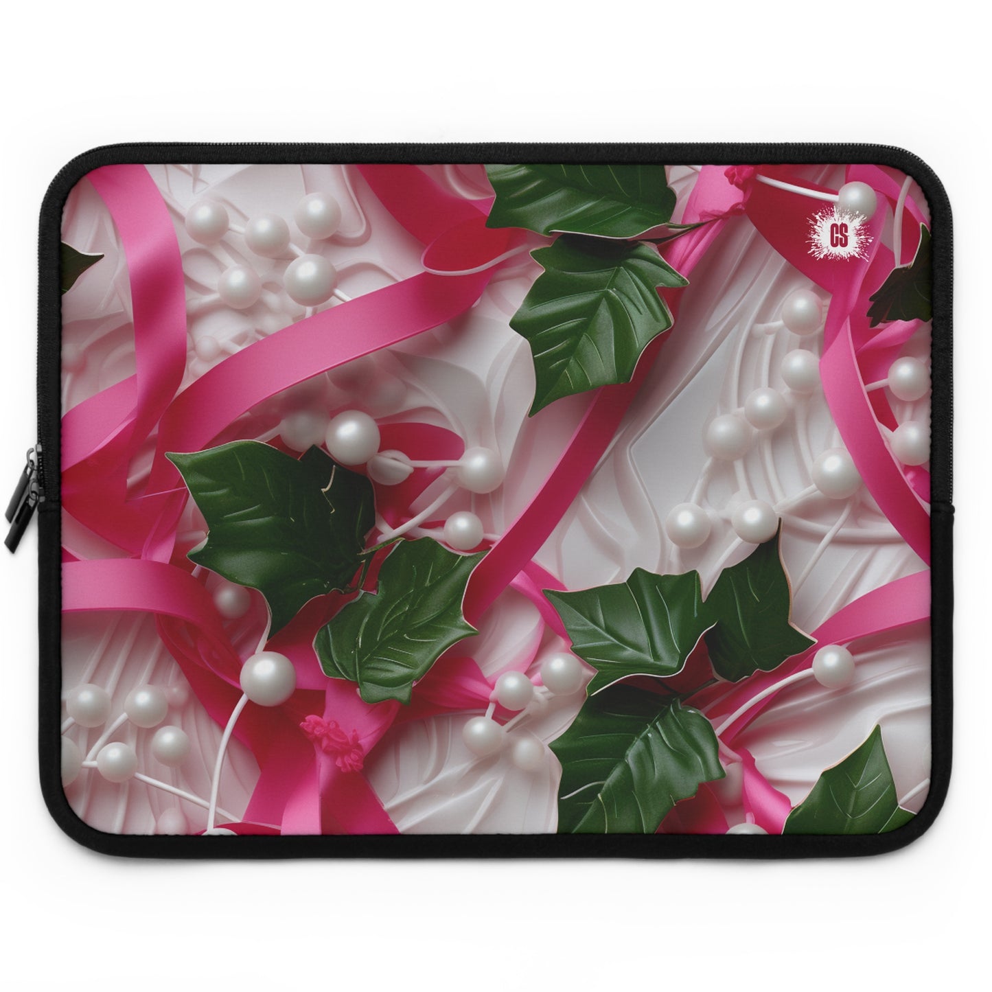 Pink Ribbons, Ivy & Pearls Laptop Sleeve