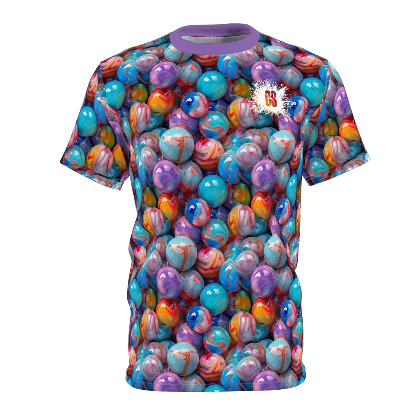 Glossy Colorful Marbles Unisex Cut & Sew Tee