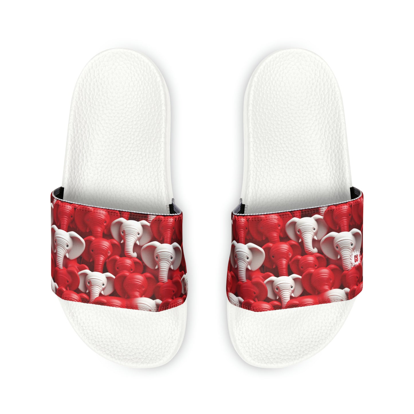 Red & White Elephants Women's PU Slide Sandals