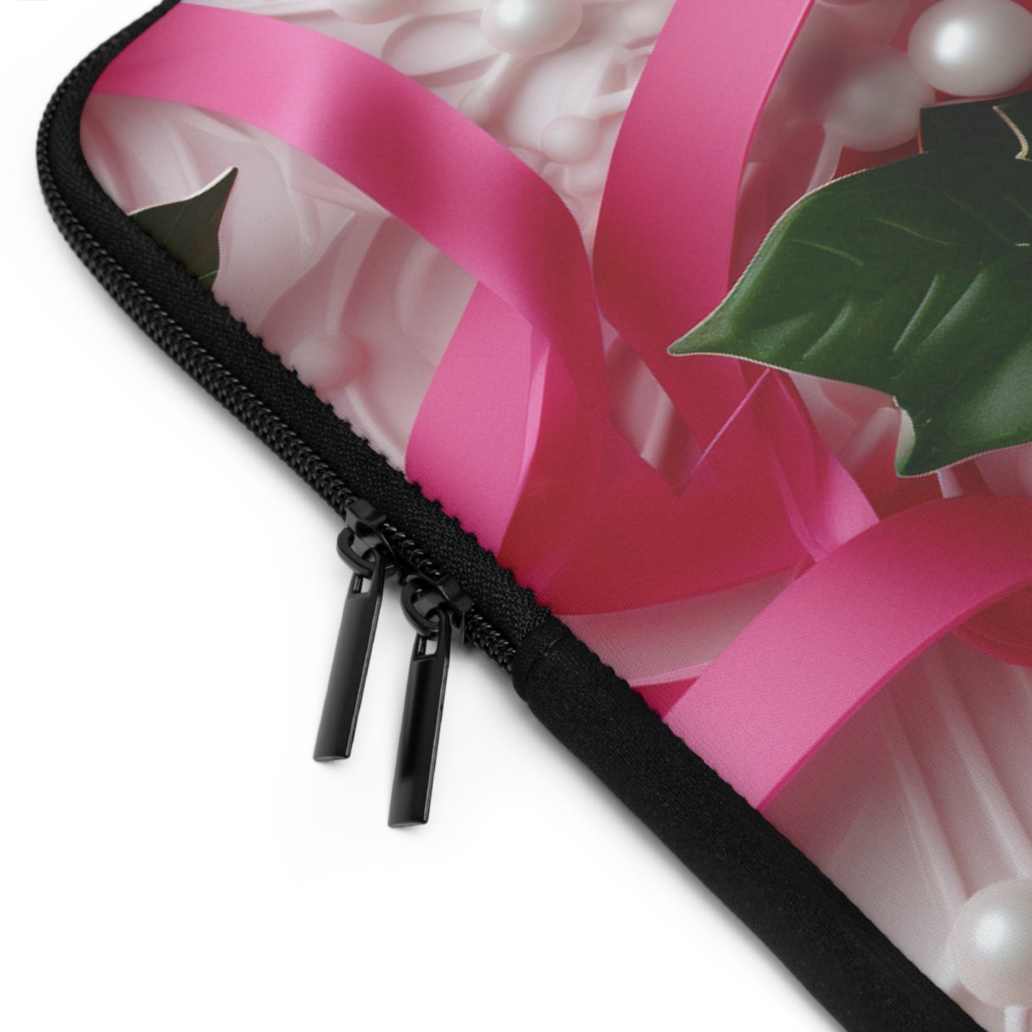 Pink Ribbons, Ivy & Pearls Laptop Sleeve