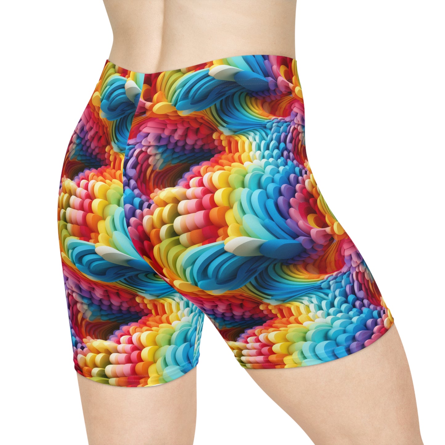 Colorful Foam Rainbow Women's Biker Shorts