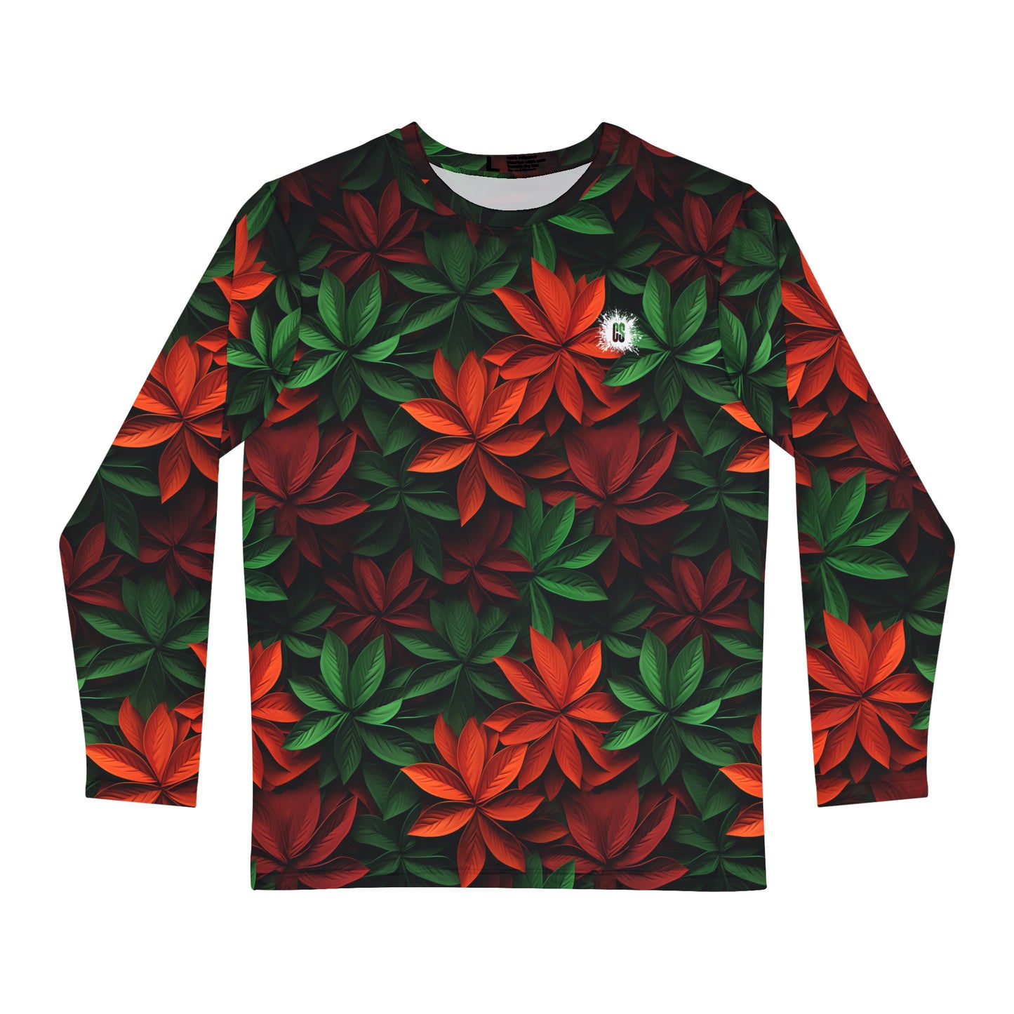 Festive Holiday Leaves Men's Long Sleeve Shirt