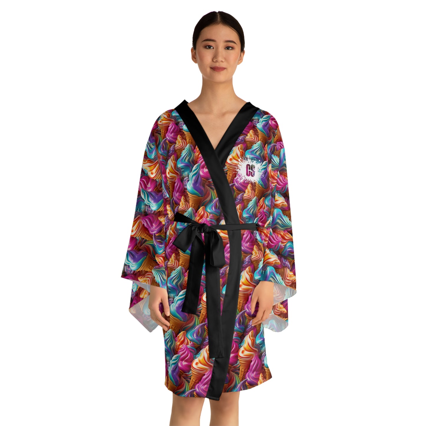 Ice Cream Cone Fantasy Long Sleeve Kimono Robe