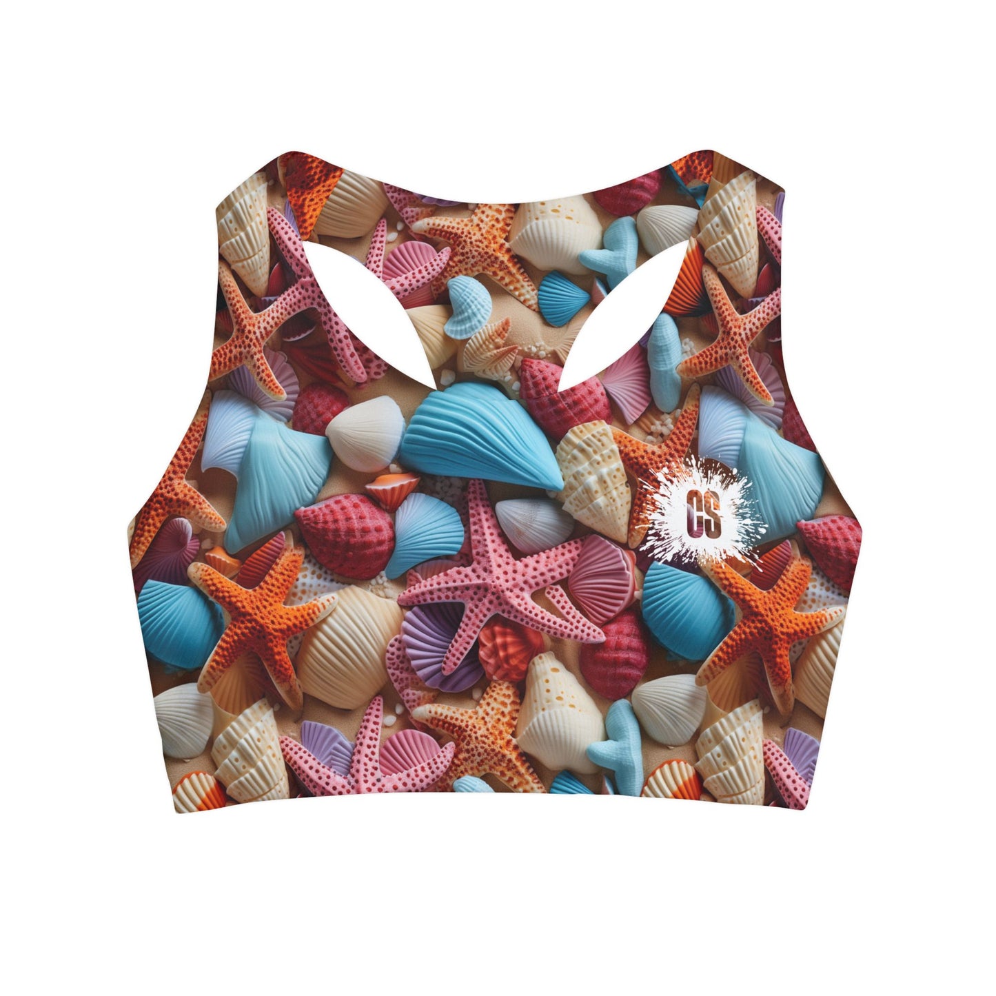 Seashells & Starfish Girls' Swimsuit Crop Top (AOP)