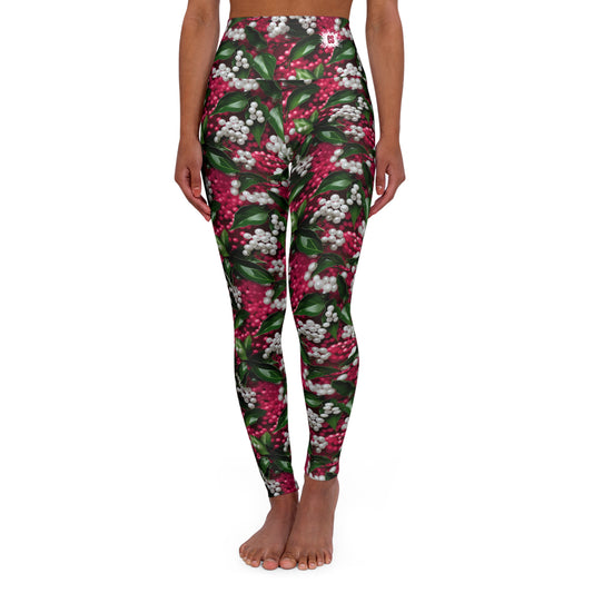 Pink & Green Pearls & Ivy High Waisted Yoga Leggings