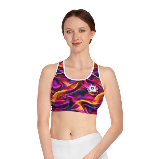 Pink & Purple Satin Sports Bra