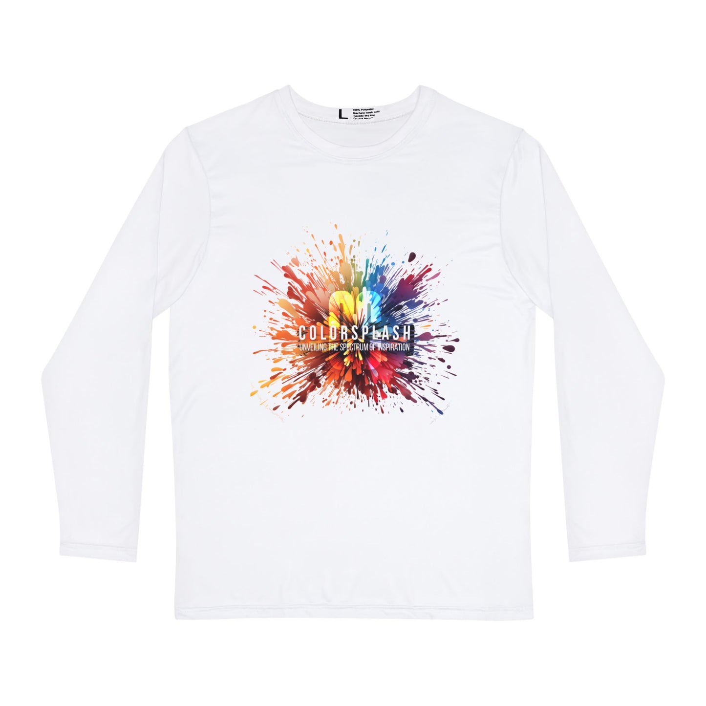 White ColorSplash Men's Long Sleeve Shirt – Vibrant Artistic Expression for Casual Wear