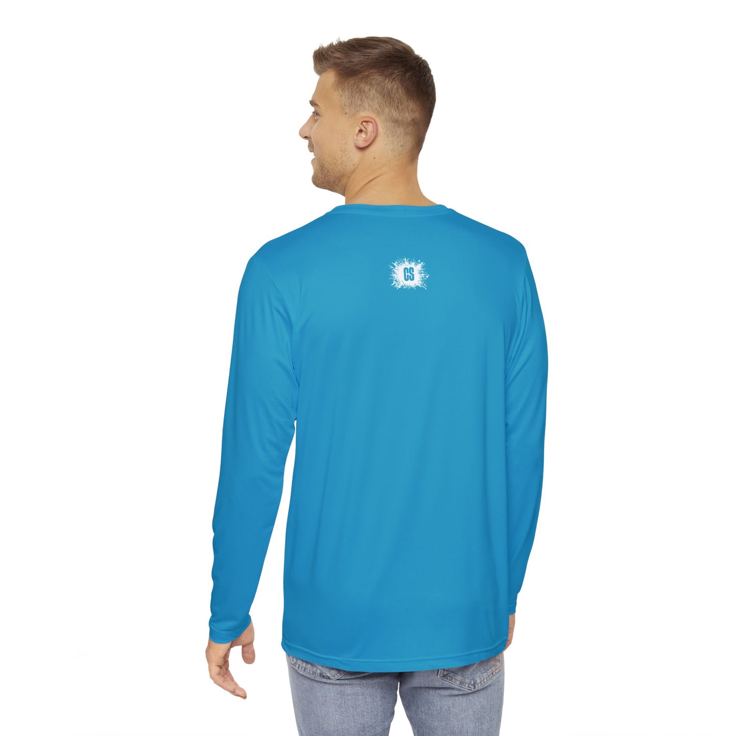 Vibrant Teal ColorSplash Men's Long Sleeve Shirt - Perfect for Active Days & Celebrations