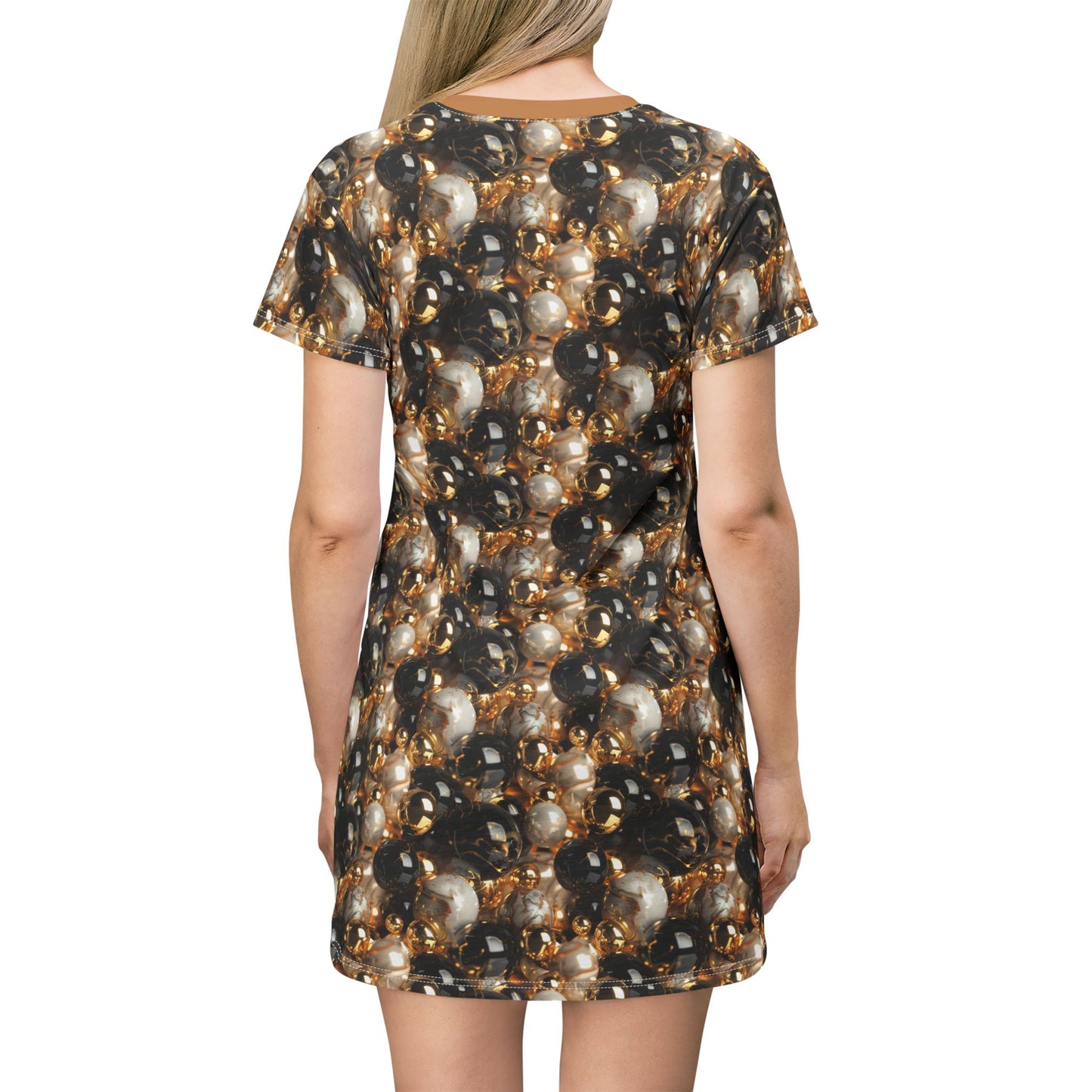 Black & Gold Marbles T-Shirt Dress