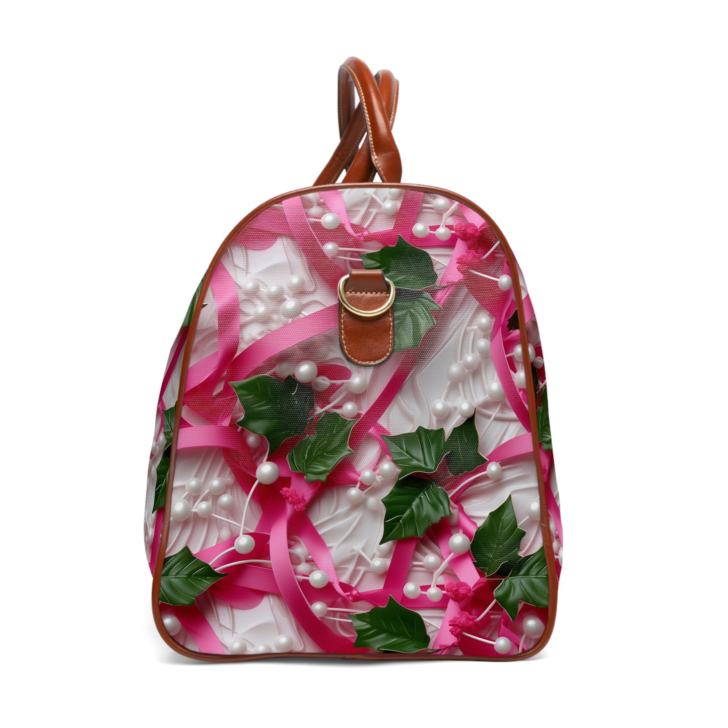 Pink Ribbons, Ivy & Pearls Waterproof Travel Bag