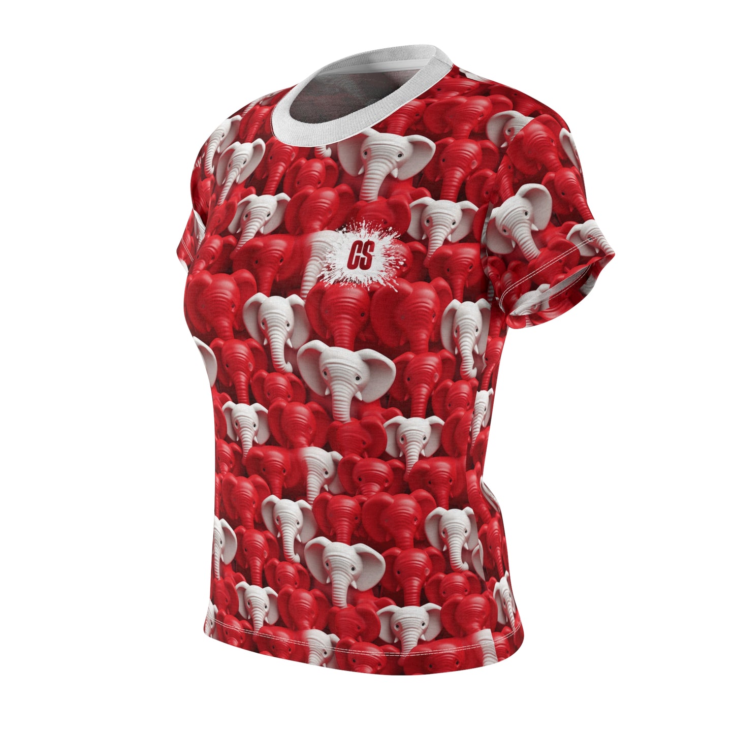 Red & White Elephants Women's Cut & Sew Tee