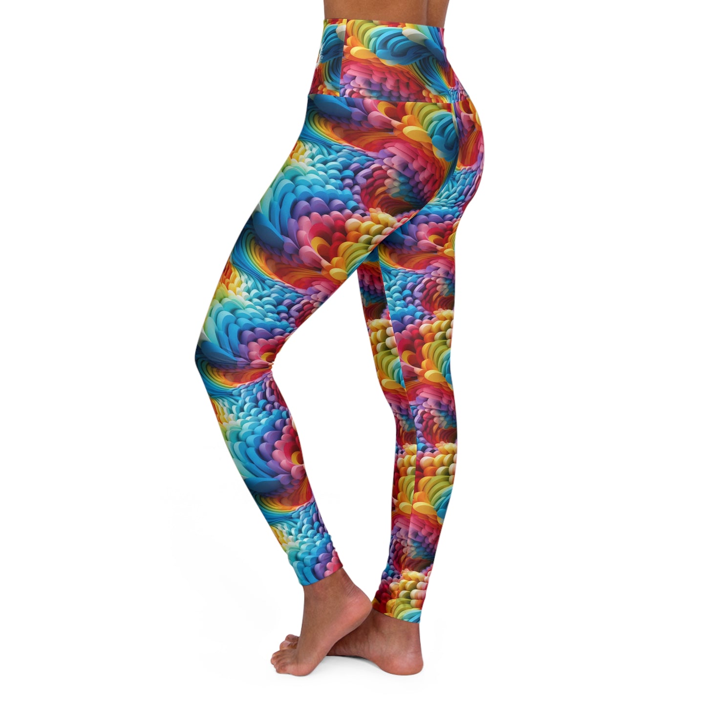 Colorful Foam Rainbow High Waisted Yoga Leggings
