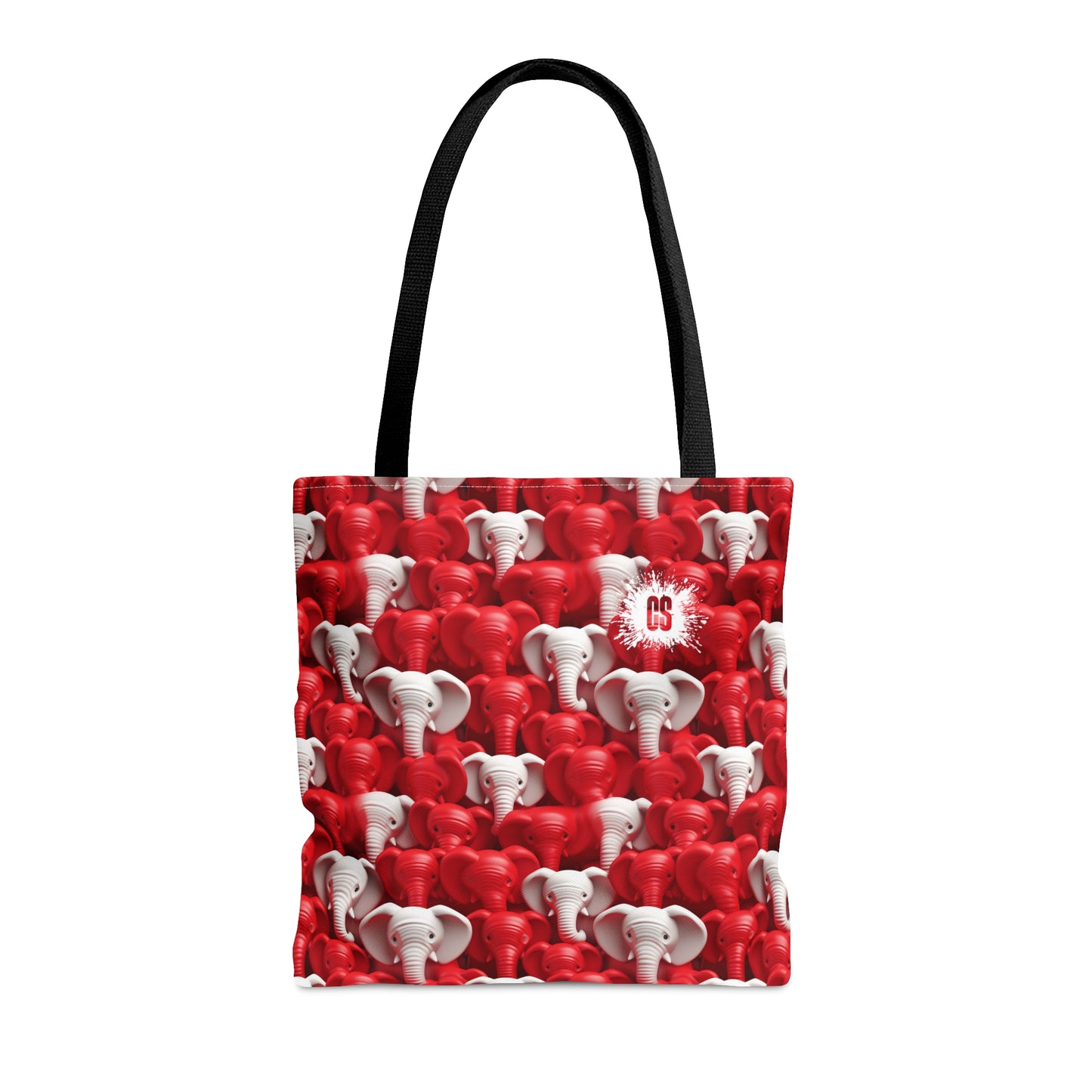 Red & White Elephants Tote Bag