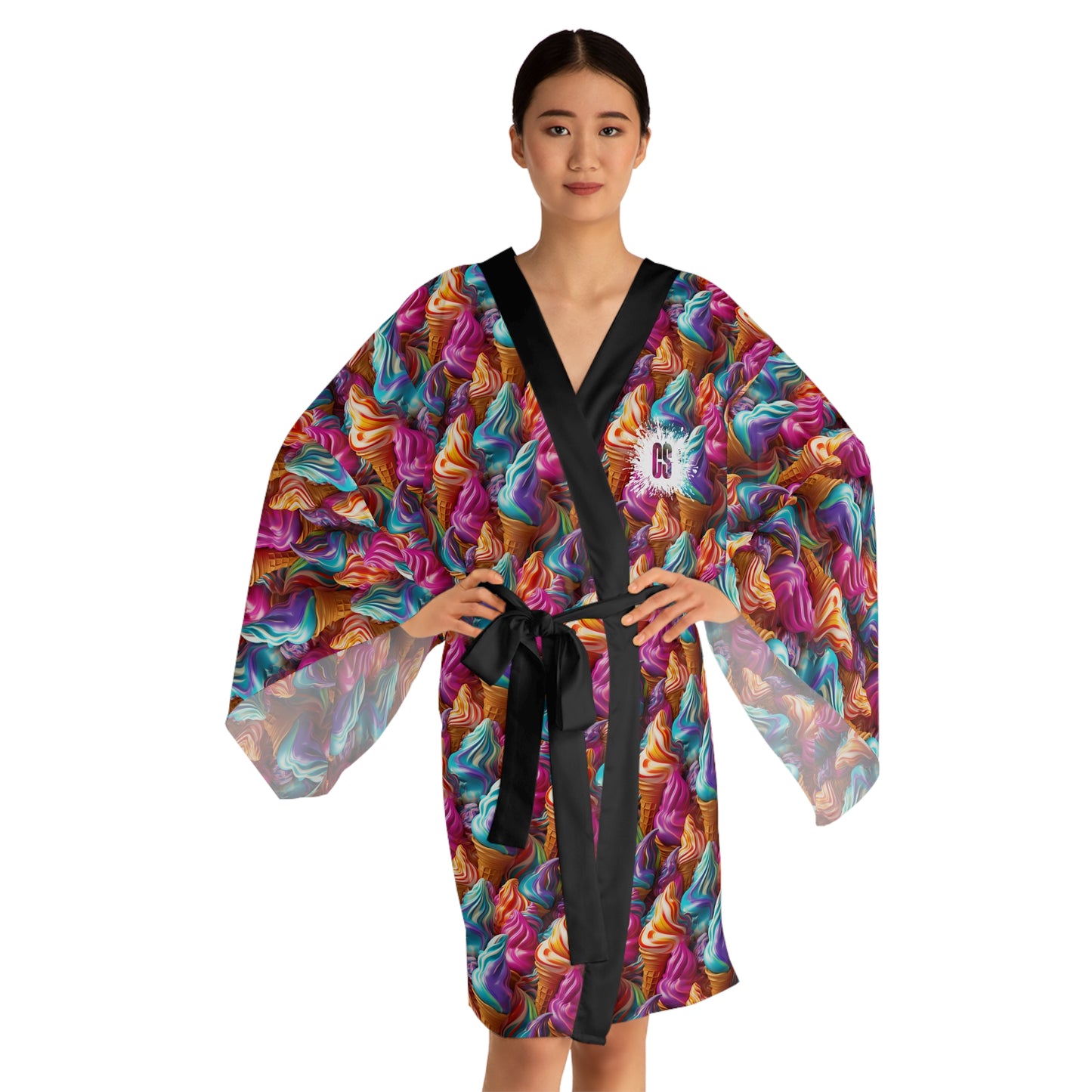 Ice Cream Cone Fantasy Long Sleeve Kimono Robe