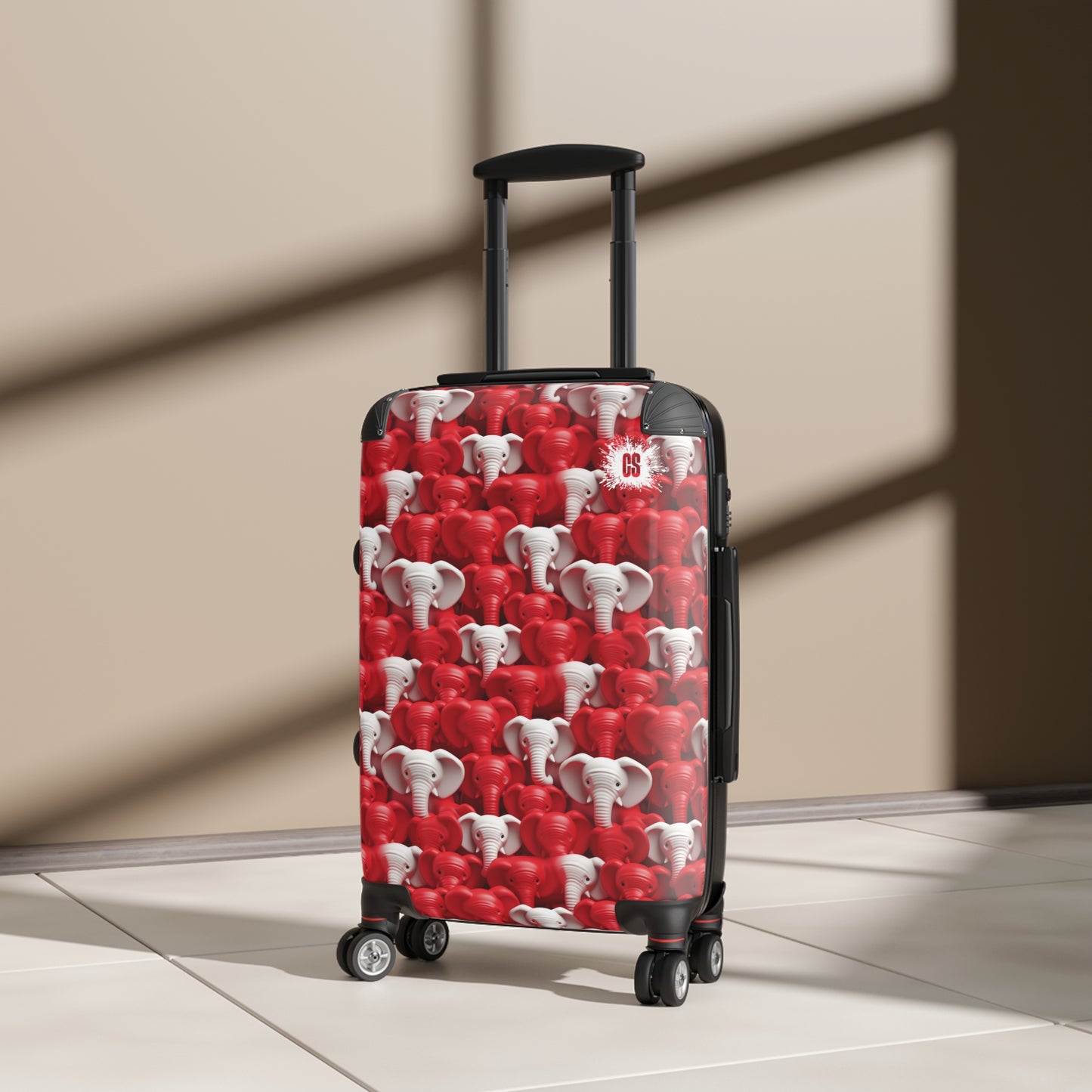 Red & White Elephants Suitcase