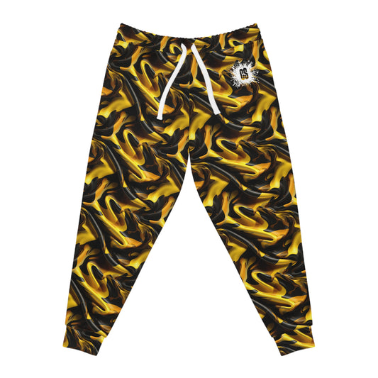 Black & Gold Satin Athletic Joggers